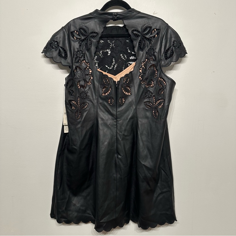NWT Anthropologie Faux Leather Laser Cut Mini Dress - Picture 5 of 11